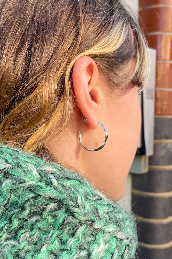 White Molten Hoop in Silver - The Mercantile London