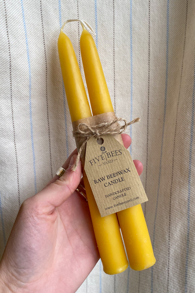 Five Bees Yard Taper Natural Colour Raw Beeswax Candles - The Mercantile London