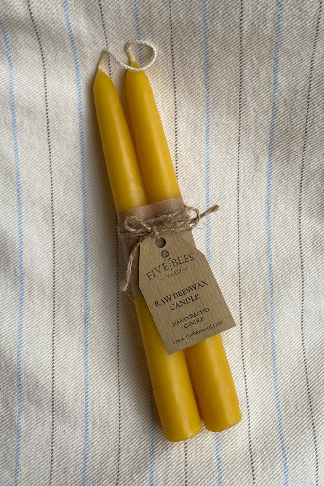 Five Bees Yard Taper Natural Colour Raw Beeswax Candles - The Mercantile London
