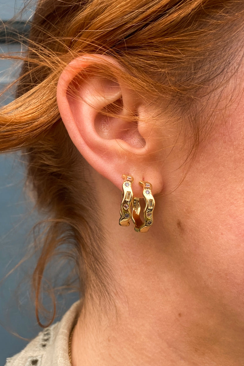 JJ Pastel Jewelled Wiggle Hoop Earrings - The Mercantile London