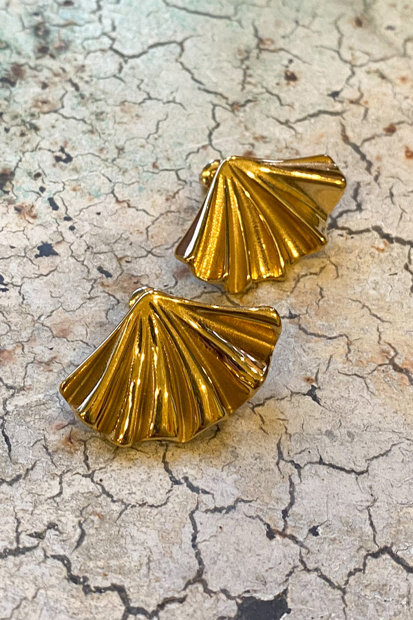 White Concertina Gold Earrings - The Mercantile London