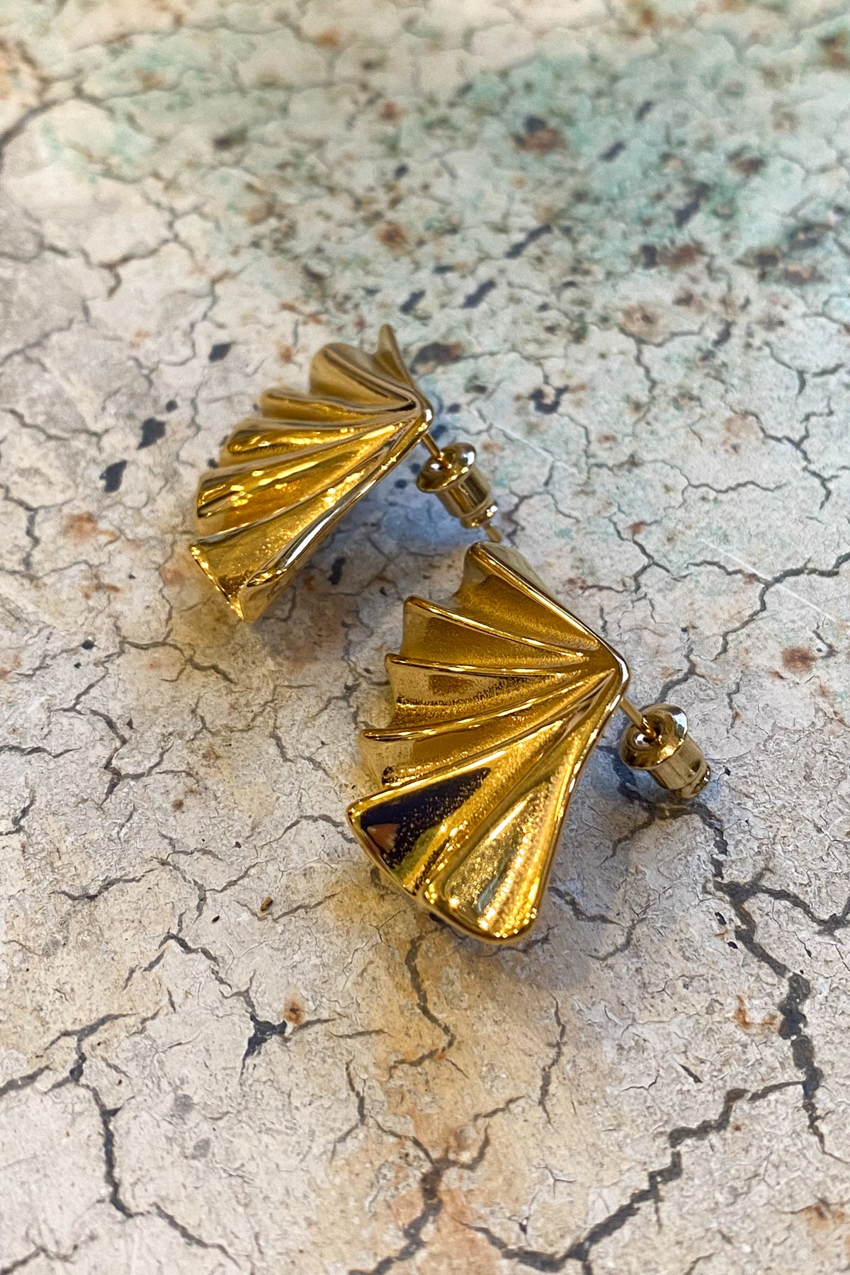 White Concertina Gold Earrings - The Mercantile London