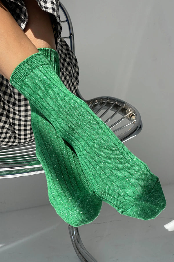Le Bon Shoppe Her Emerald Green Glitter Socks