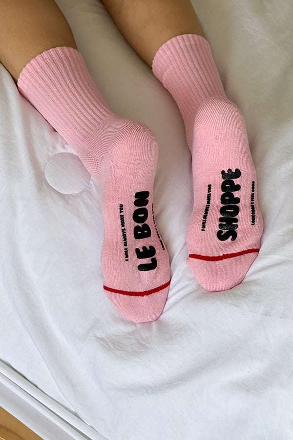 Le Bon Shoppe Hugger Pink Black Socks - The Mercantile London