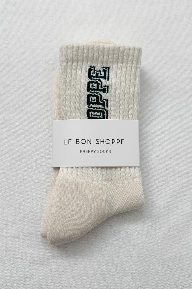 Le Bon Shoppe Preppy Canvas Green Socks - The Mercantile London