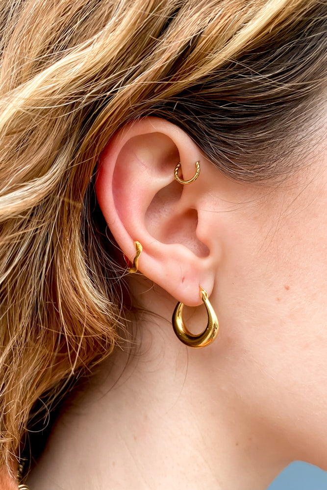 White Chunky Little Hoops in Gold - The Mercantile London