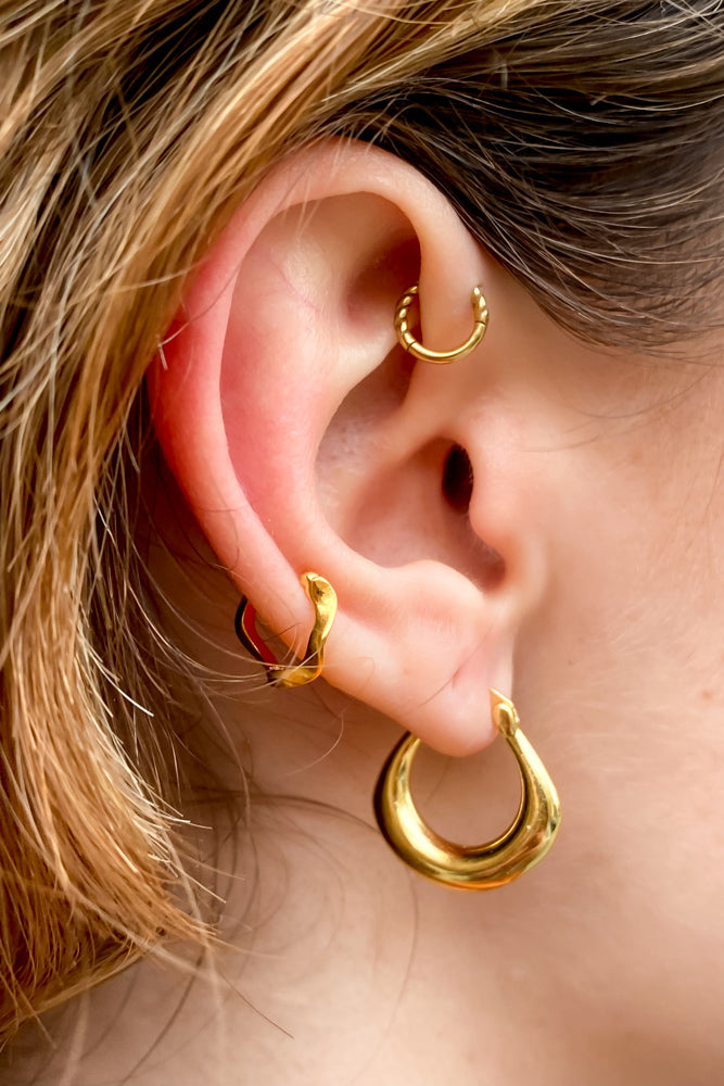 White Chunky Little Hoops in Gold - The Mercantile London