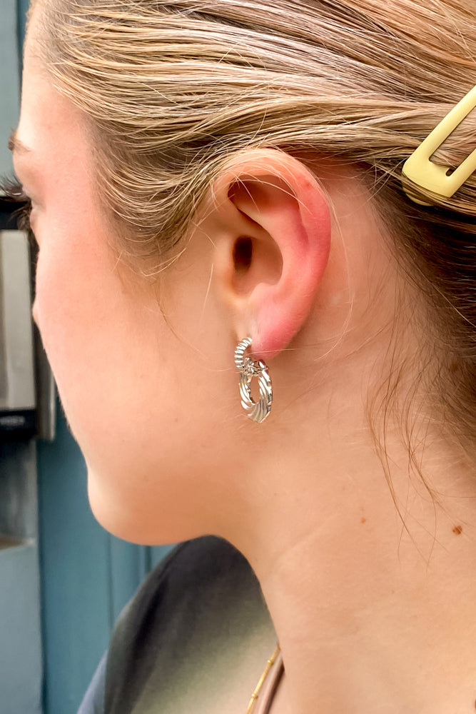 White Spiral Knocker Earrings in Silver - The Mercantile London