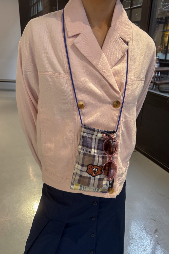 Howlin Magic Shaggy Bear Blue Madras Pouch - The Mercantile London