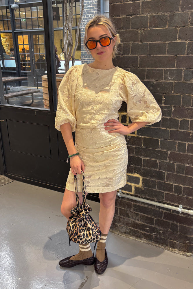 The Tiny Big Sister Guipure Light Cream Short Dress - The Mercantile London