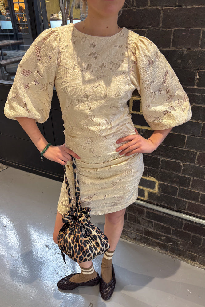 The Tiny Big Sister Guipure Light Cream Short Dress - The Mercantile London