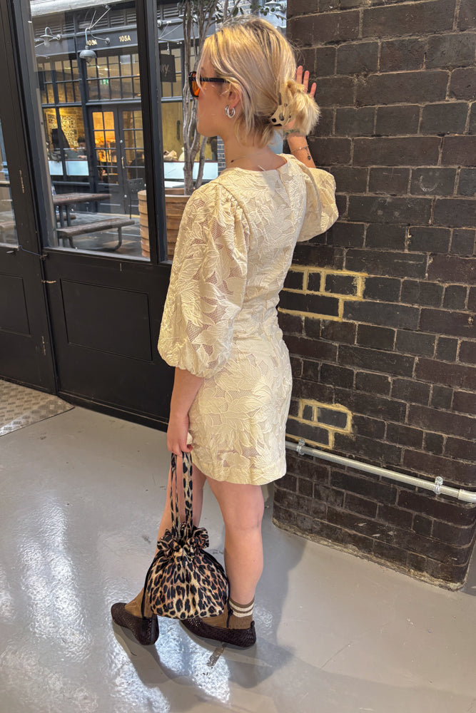 The Tiny Big Sister Guipure Light Cream Short Dress - The Mercantile London
