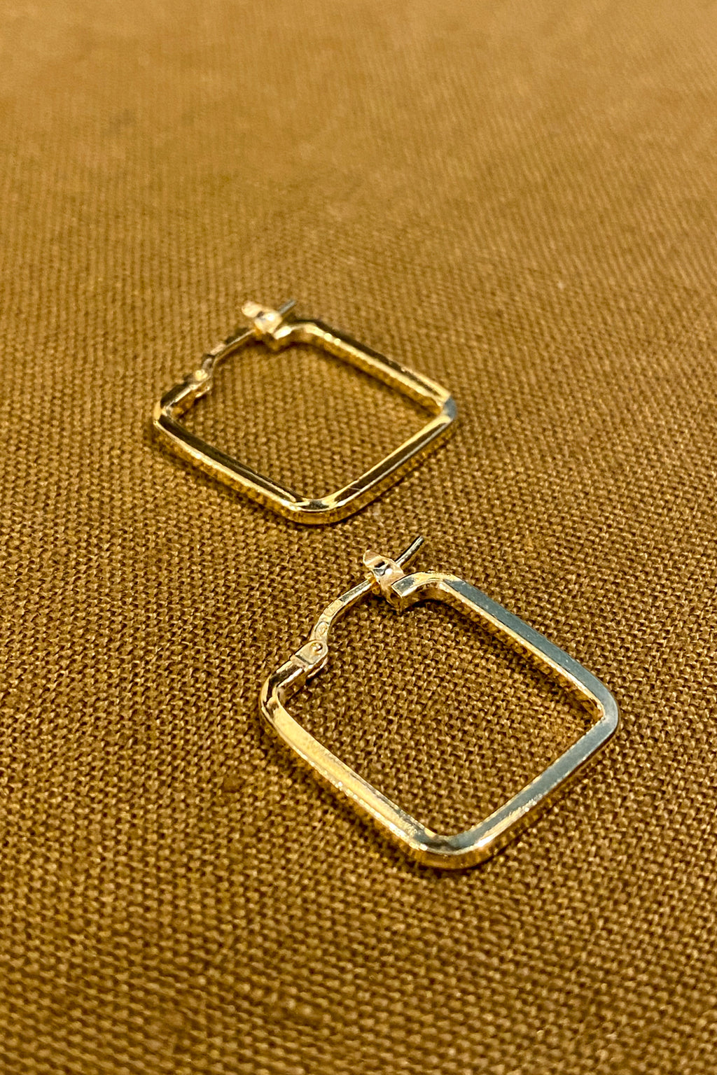 LBJ Small Square Gold Plate Earrings - The Mercantile London