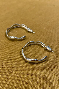 White Molten Hoop in Silver - The Mercantile London