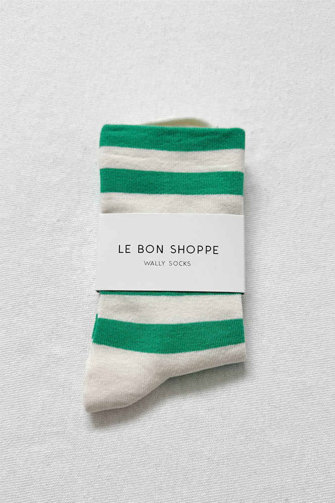 Le Bon Shoppe Wally Green Wide Stripe Socks - The Mercantile London