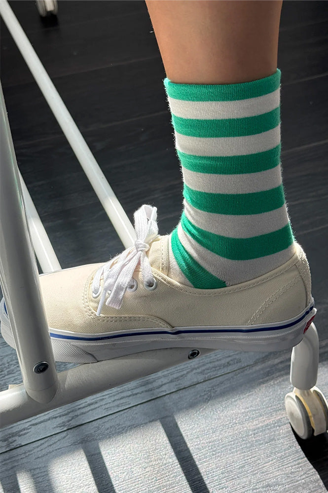 Le Bon Shoppe Wally Green Wide Stripe Socks - The Mercantile London