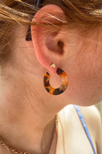 B.M.L Hortense Flat Oval Resin Hoop Orange Earrings - The Mercantile London