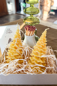 Gwenyn Gruffydd Welsh Beeswax Christmas Tree Candle Gift Set - The Mercantile London