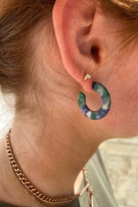 B.M.L Hortense Flat Oval Resin Hoop Green Earrings - The Mercantile London