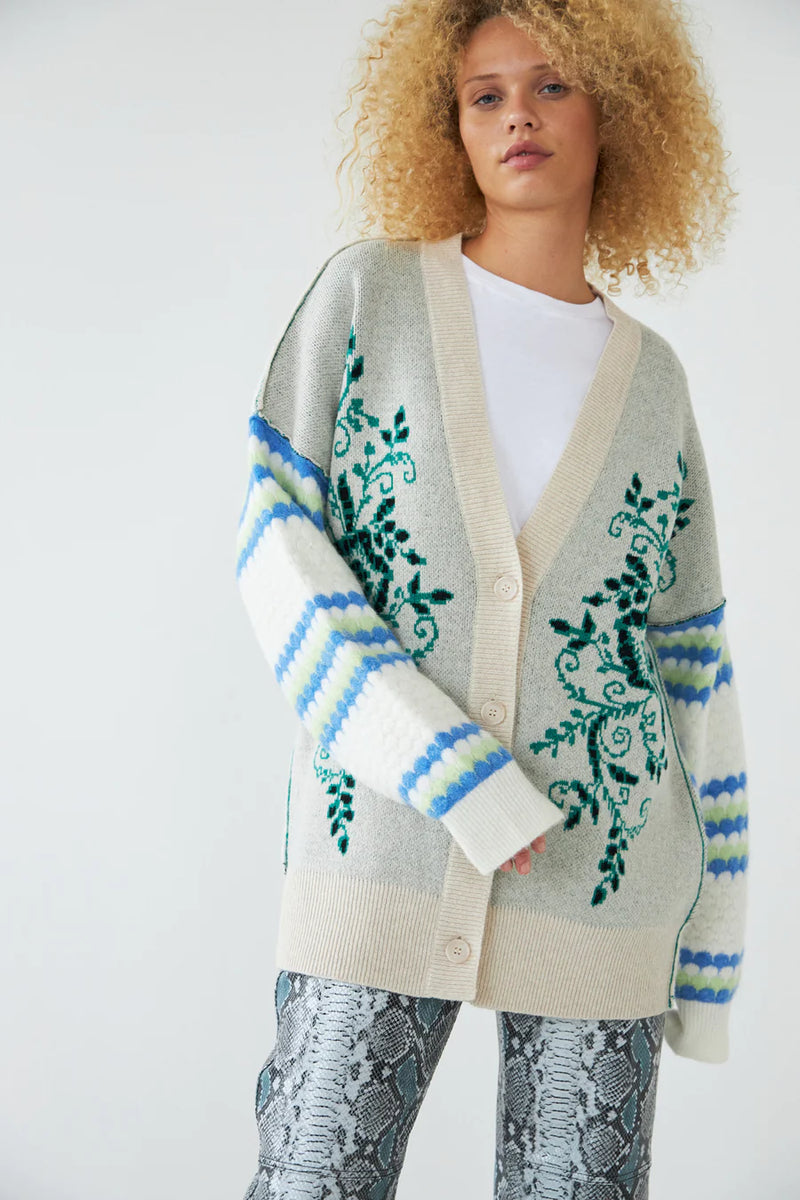 Stella Nova Jacquard Knitted Lovely Mix Cardigan - The Mercantile London