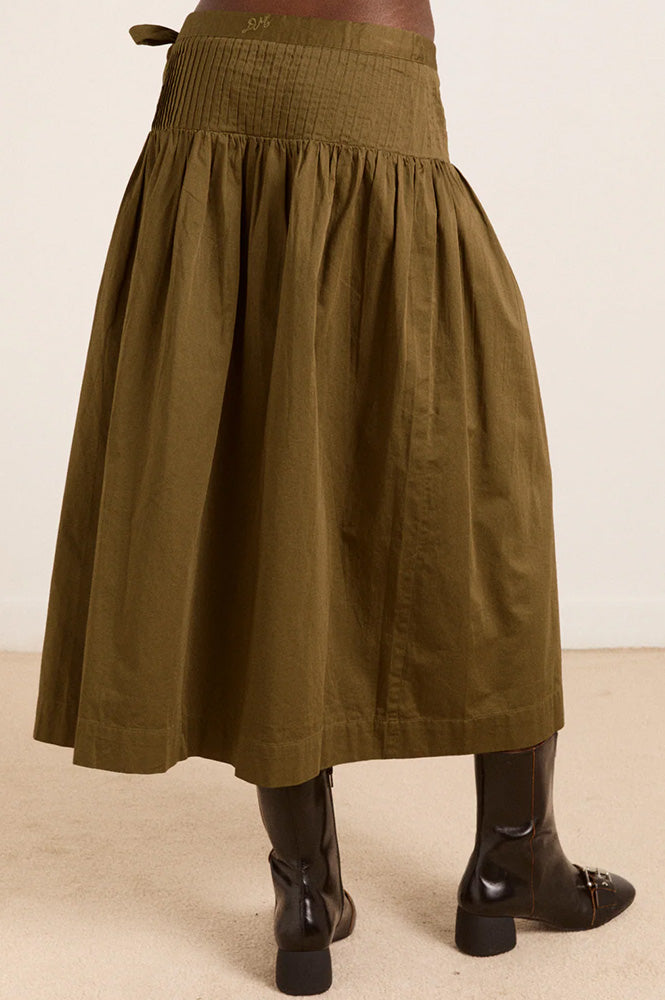 Damson Madder Josie Olive Midi Skirt - The Mercantile London