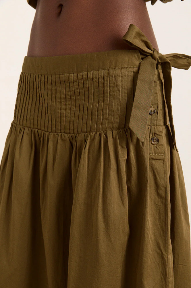 Damson Madder Josie Olive Midi Skirt - The Mercantile London