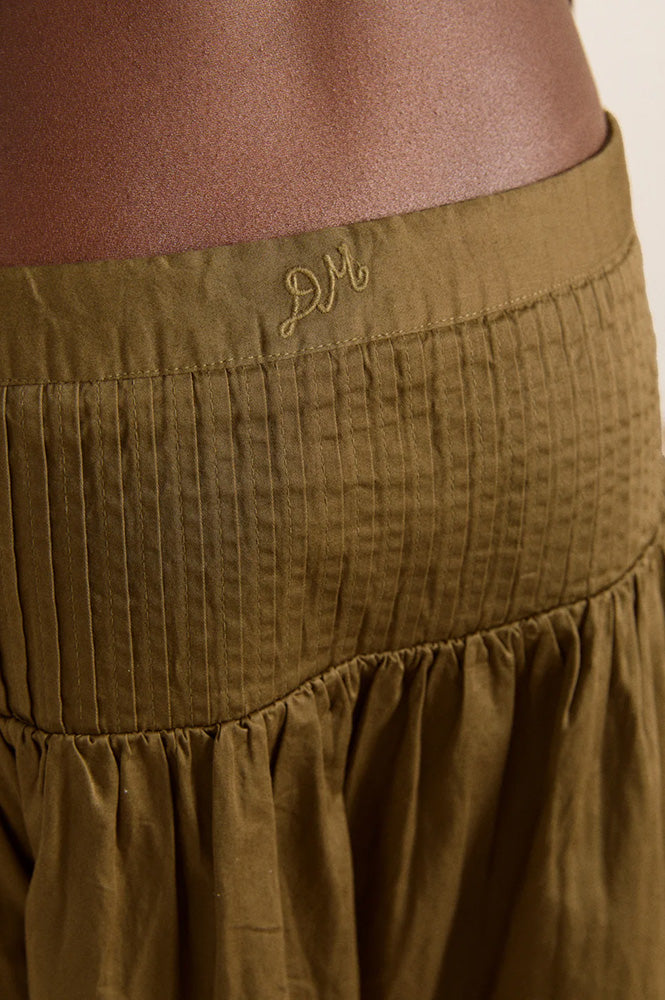 Damson Madder Josie Olive Midi Skirt - The Mercantile London