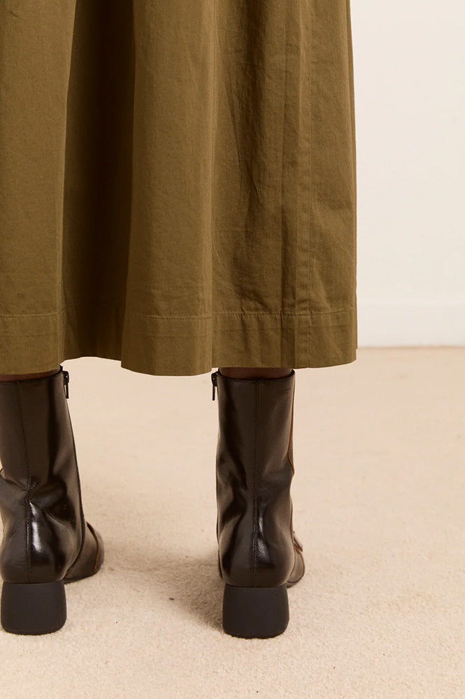 Damson Madder Josie Olive Midi Skirt - The Mercantile London