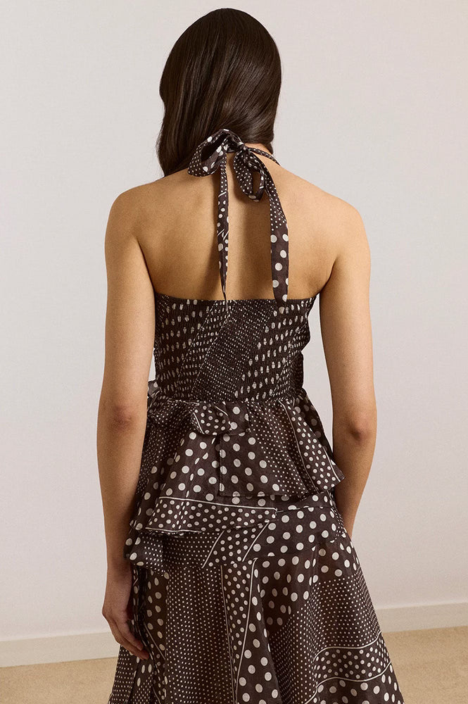 Damson Madder Leandra Spot Stripe Halter Cami - The Mercantile London