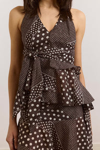 Damson Madder Leandra Spot Stripe Halter Cami - The Mercantile London
