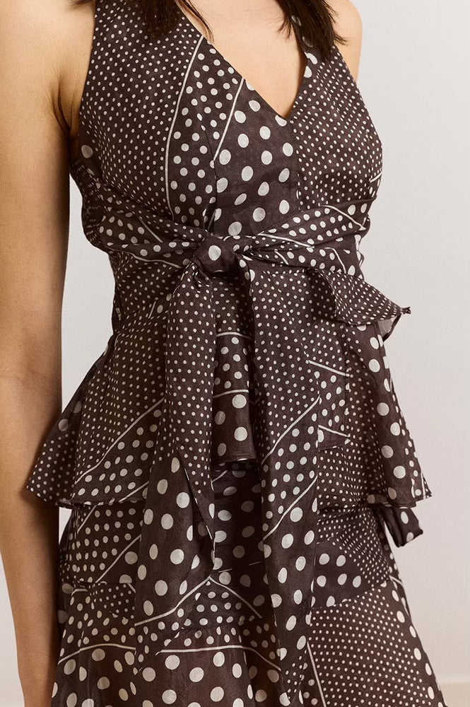 Damson Madder Leandra Spot Stripe Halter Cami - The Mercantile London