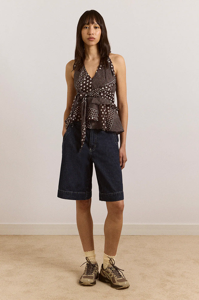 Damson Madder Leandra Spot Stripe Halter Cami - The Mercantile London