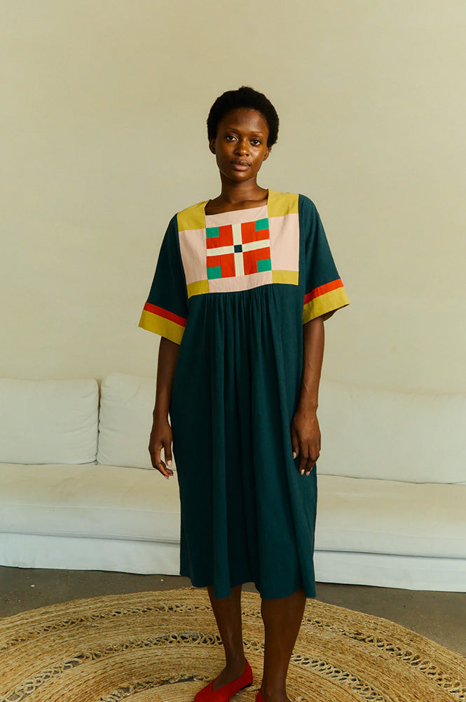 L.F Markey Rafe Forest Patchwork Dress - The Mercantile London