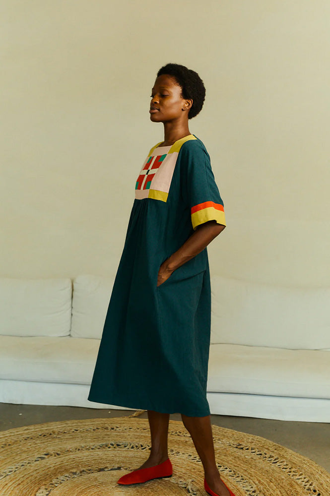 L.F Markey Rafe Forest Patchwork Dress - The Mercantile London