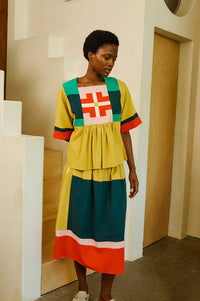 L.F Markey Rafe Mustard Patchwork Top - The Mercantile London