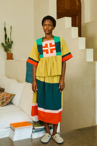 L.F Markey Rafe Mustard Patchwork Top - The Mercantile London