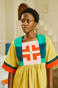 L.F Markey Rafe Mustard Patchwork Top - The Mercantile London