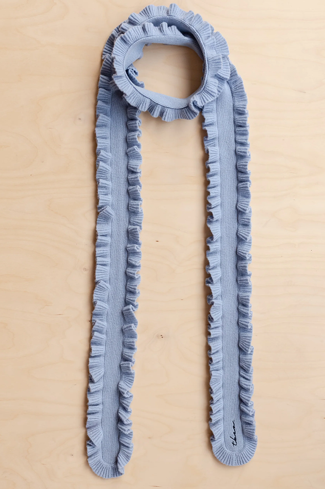 TBCo Blue Ruffle Skinny Scarf - The Mercantile London