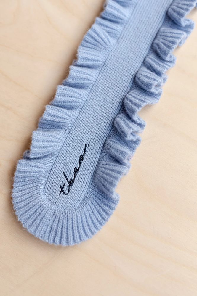 TBCo Blue Ruffle Skinny Scarf - The Mercantile London
