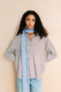 TBCo Blue Ruffle Skinny Scarf - The Mercantile London
