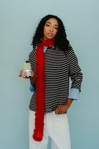 TBCo Red Ruffle Skinny Scarf - The Mercantile London