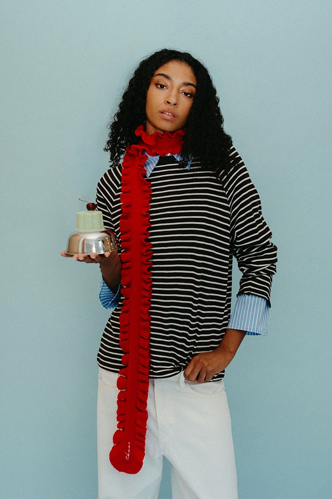 TBCo Red Ruffle Skinny Scarf - The Mercantile London