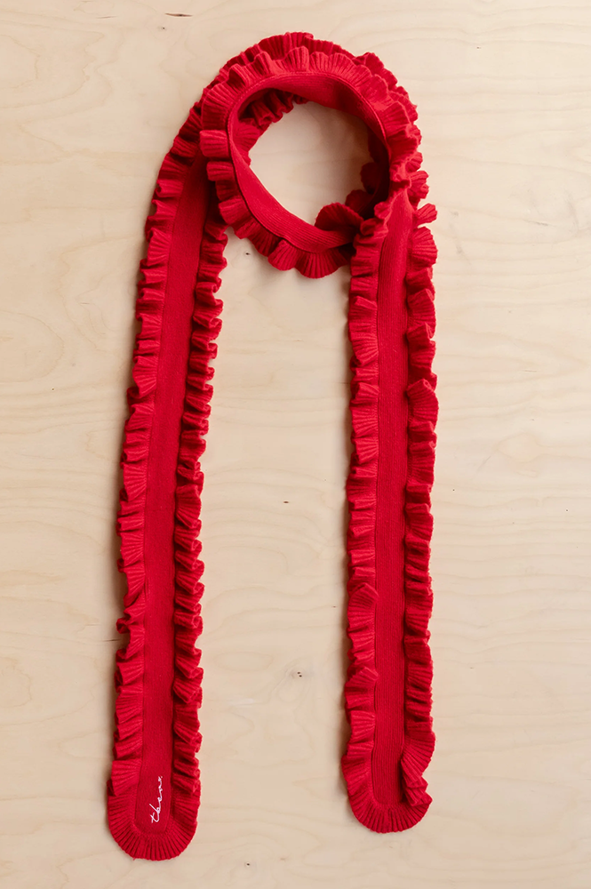 TBCo Red Ruffle Skinny Scarf - The Mercantile London