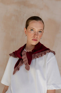 TBCo Burgundy Ruffle Triangle Scarf - The Mercantile London