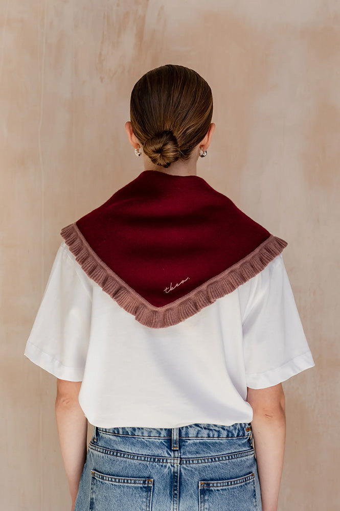 TBCo Burgundy Ruffle Triangle Scarf - The Mercantile London
