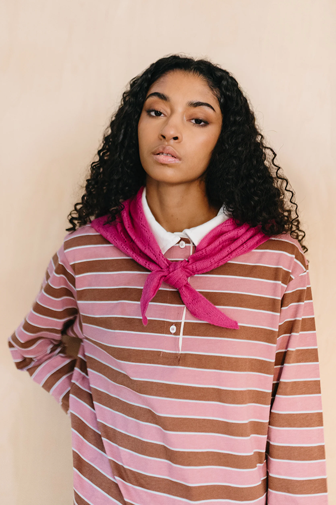 TBCo Magenta Pointelle Triangle Scarf - The Mercantile London