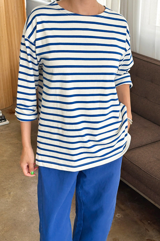 Le Bon Shoppe Marseille Blue and Cream Stripe Top