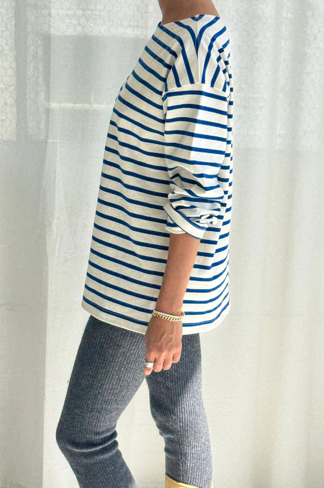 Le Bon Shoppe Marseille Blue and Cream Stripe Top