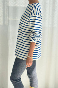 Le Bon Shoppe Marseille Blue and Cream Stripe Top