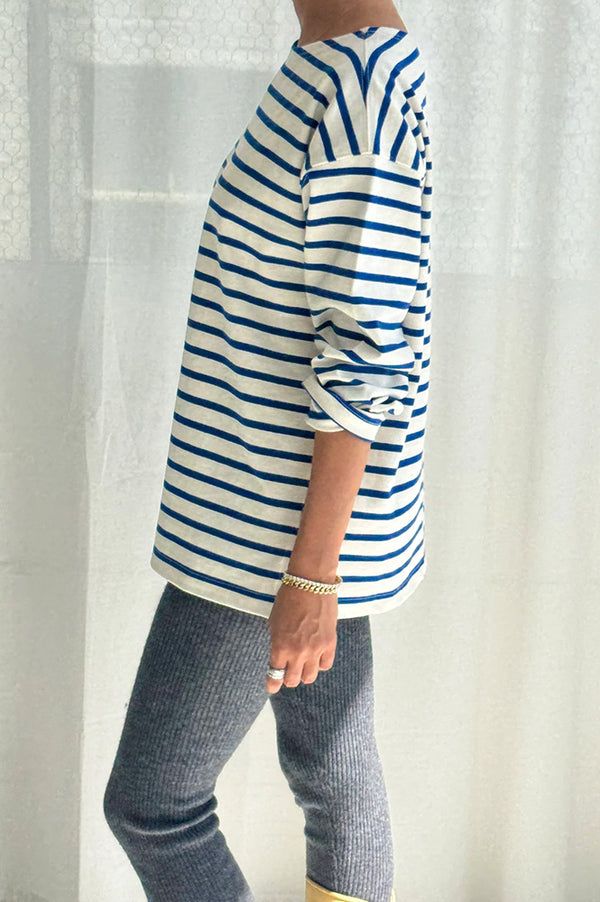 Le Bon Shoppe Marseille Blue and Cream Stripe Top